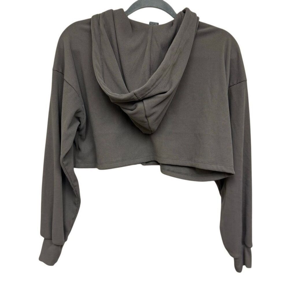 Wild fable ribbed gray cropped hoodie zip sweater size XS